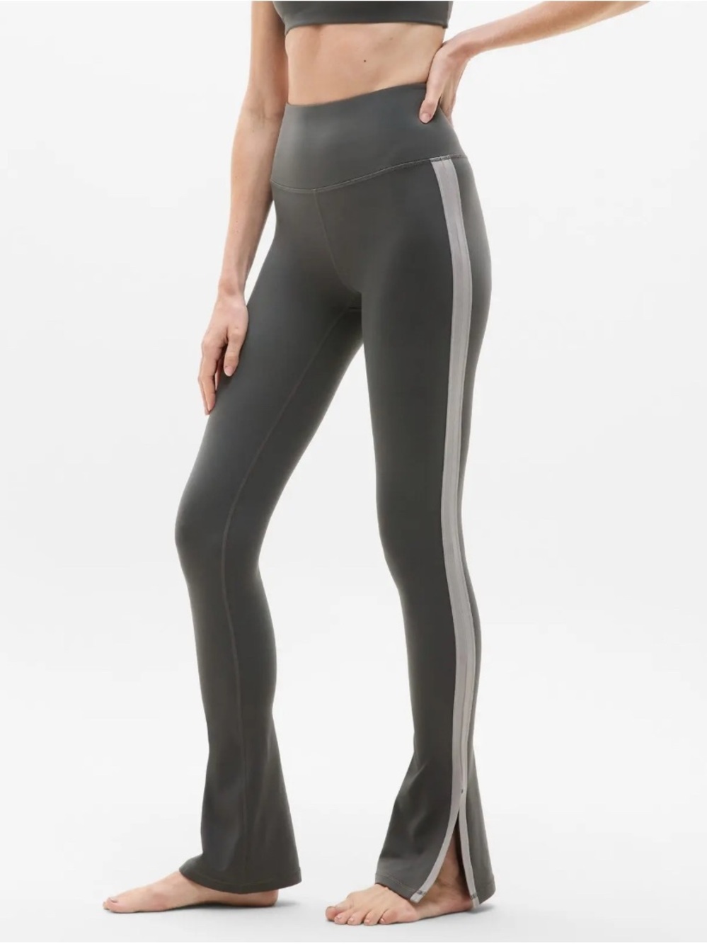 ATHLETA Elation Ultra High Rise Sport Stripe Split Slim Flare NWT - S